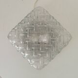 Scandinavian ceiling/wall light in structured glass from the 70s