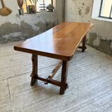 Aranjou farmhouse table in blond elm, 1950s