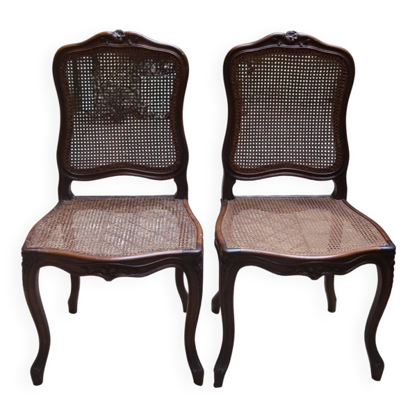 Chaises style Louis XV en bois et cannage,  fin 19ième