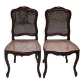 Louis XV style chairs in wood and caning, late 19th century.