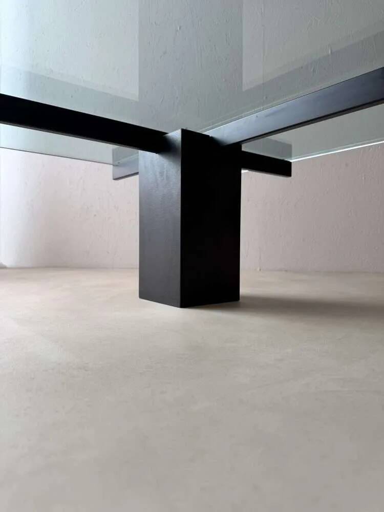 Metaform KW1 coffee table Hank Kwint 1980s glass black metal