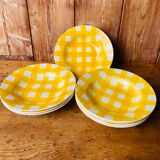 Set of 8 hollow plates Digoin yellow Scottish model 50-60s