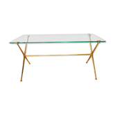 Neoclassical brass glass coffee table 60