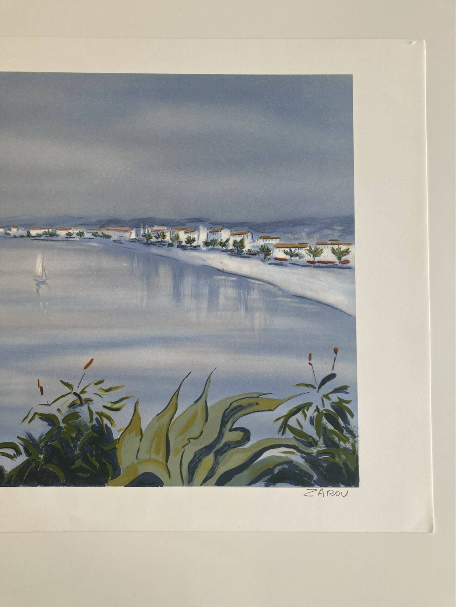 Lithograph signed by the French artist Victor ZAROU - Coastal view