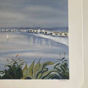 Lithograph signed by the French artist Victor ZAROU - Coastal view
