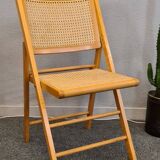 Folding wooden and cane chair