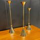 Set of 3 brass candlesticks, 1970