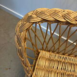 Vintage rattan wicker chest bench