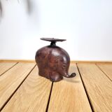 Elephant candle holder patinated metal