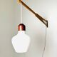 Large Extendable Swivel-Arm Wall Lamp In Wood And Opal Glass, Sweden 1950S