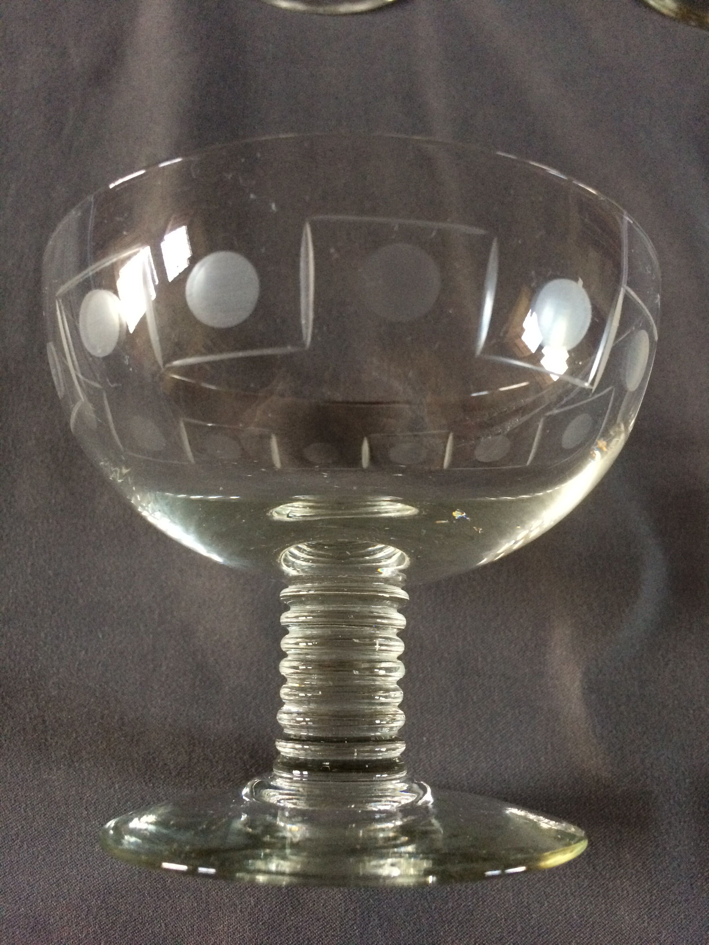 Series of 8 art deco champagne glasses