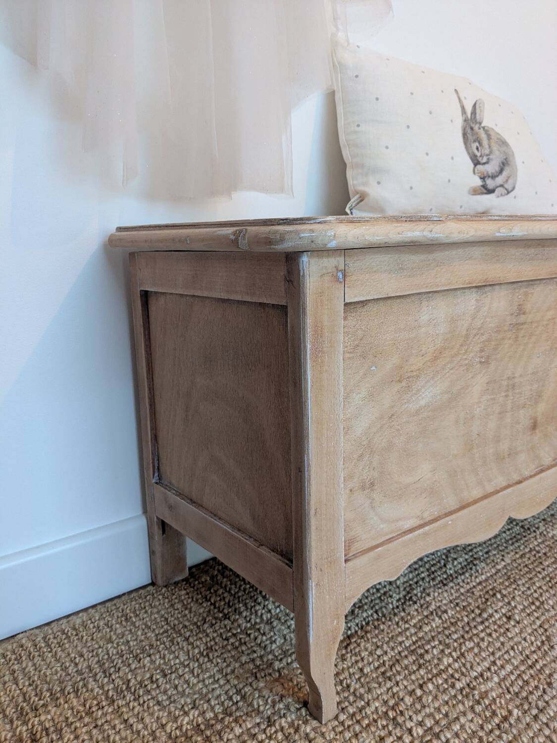 Patinated wooden toy chest