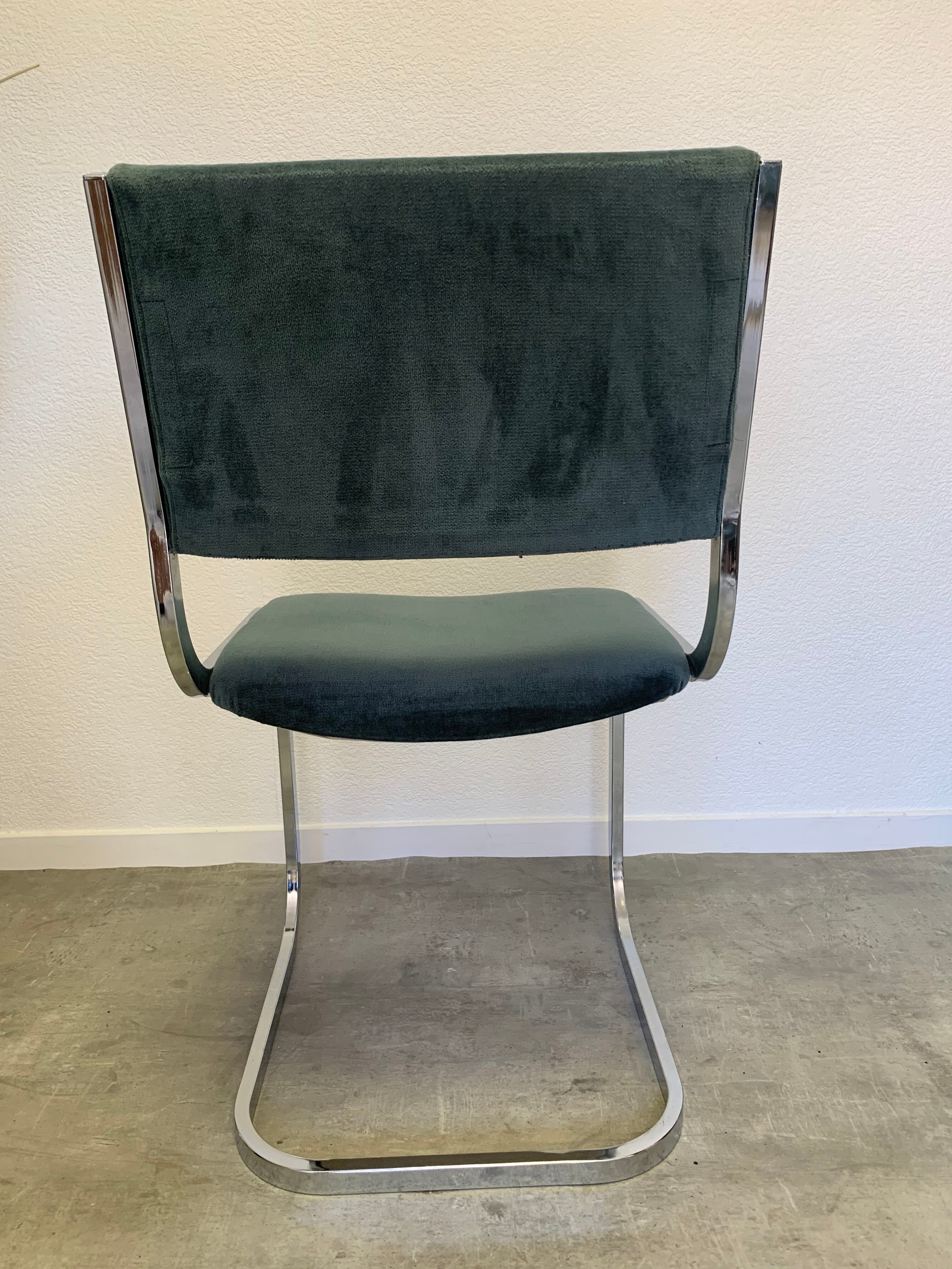 Pair of chrome blue chairs  70