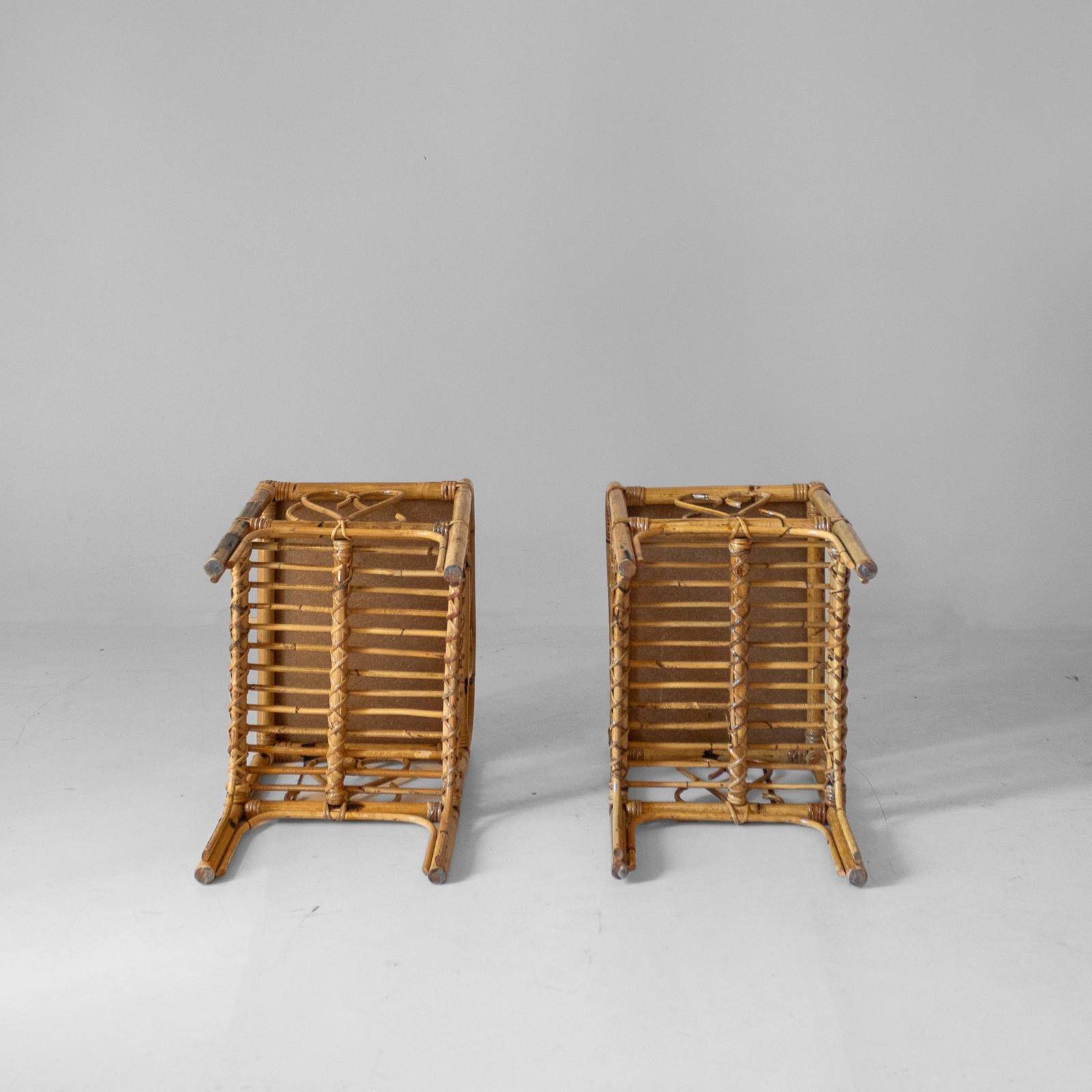 Midcentury Modern Italian Bamboo Side Tables, set of two, Italy 1960s