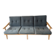 Banquette velours et bois clair, scandinave vers 1960/70