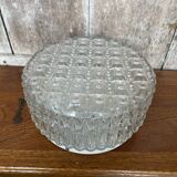 Antique Ceiling Light Sconce Molded Glass + Metal Support 70s Vintage #B793