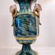 Vase en barbotine émaillée à décor d'oiseaux et bambou