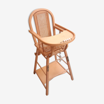 Chaise haute pour bébé en bois années 90