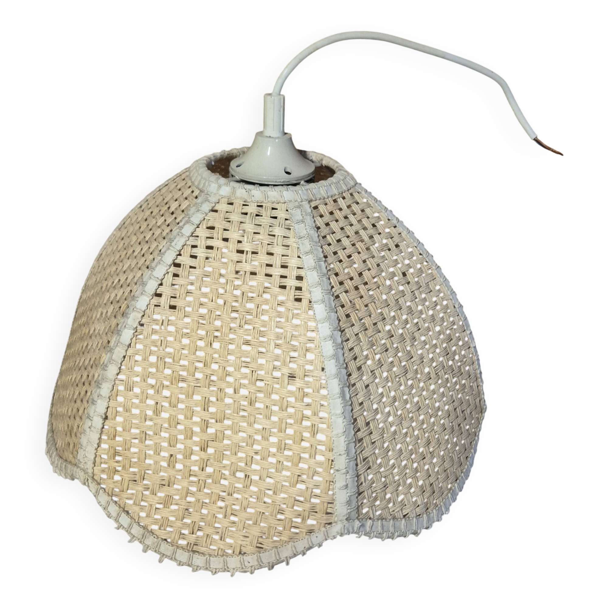 suspension bell cane and rattan natural bohemian lampshade