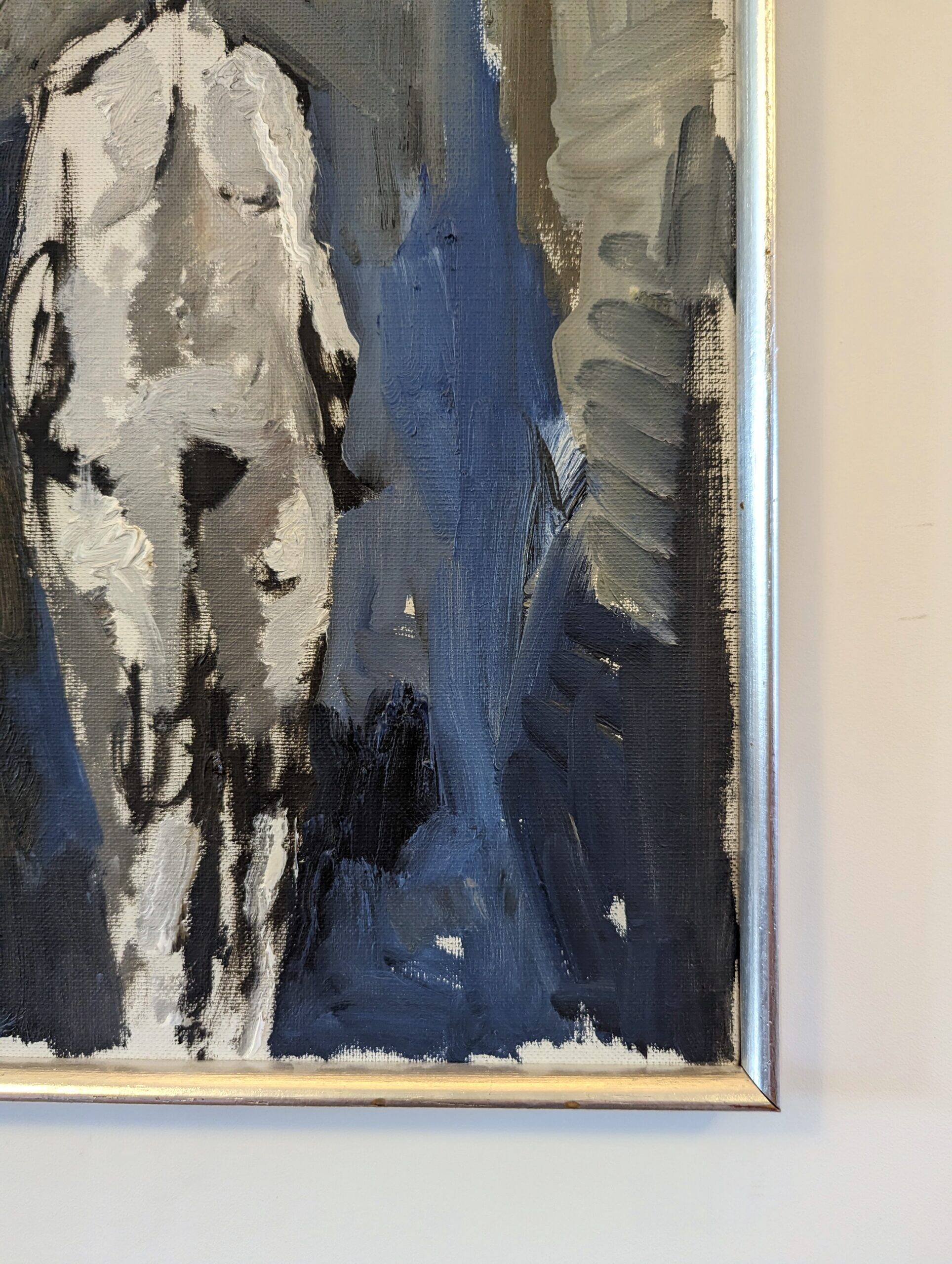 1973 Mid-Century Modern Swedish "In the Shadows" Nude Oil Painting, Framed