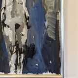 1973 Peinture à l’huile nue suédoise moderne du milieu du siècle « Dans l’ombre », encadrée