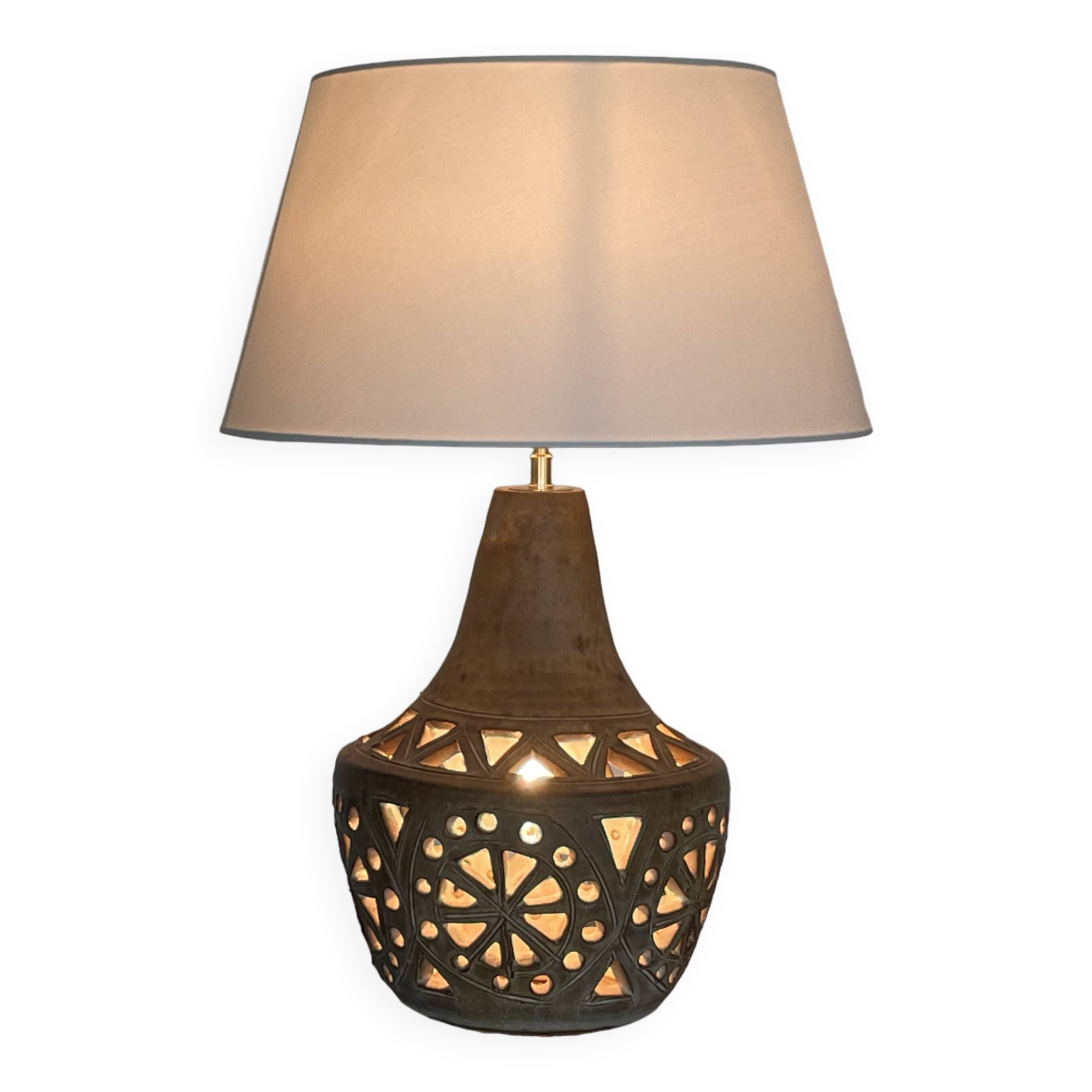 Lampe en  grès signée agnes escala
