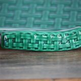 Green and gold ceramic dish