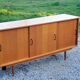 Vintage gold blond oak row 3 sliding doors