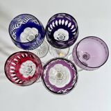 Collection of Lead Crystal Glasses, Colored Wine Glasses