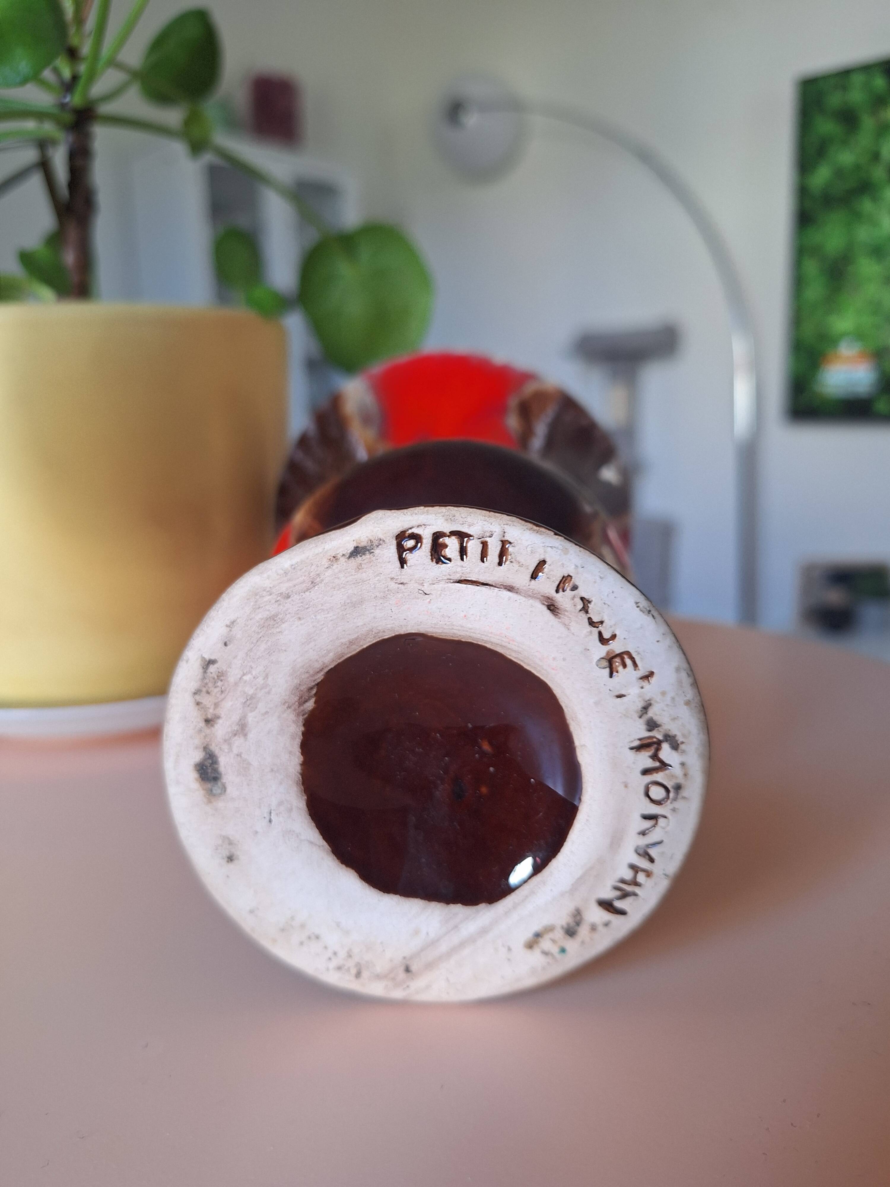 Stoneware vase signed Petit Massé – Morvan – flambé red glazes