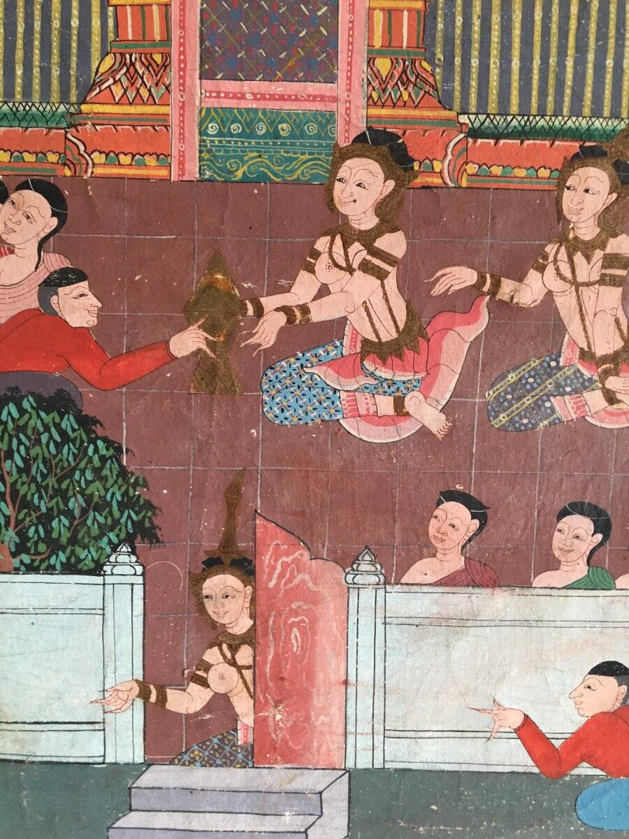 Large Painting on Canvas, Thailand, Rattanakosin School (1851-1910)