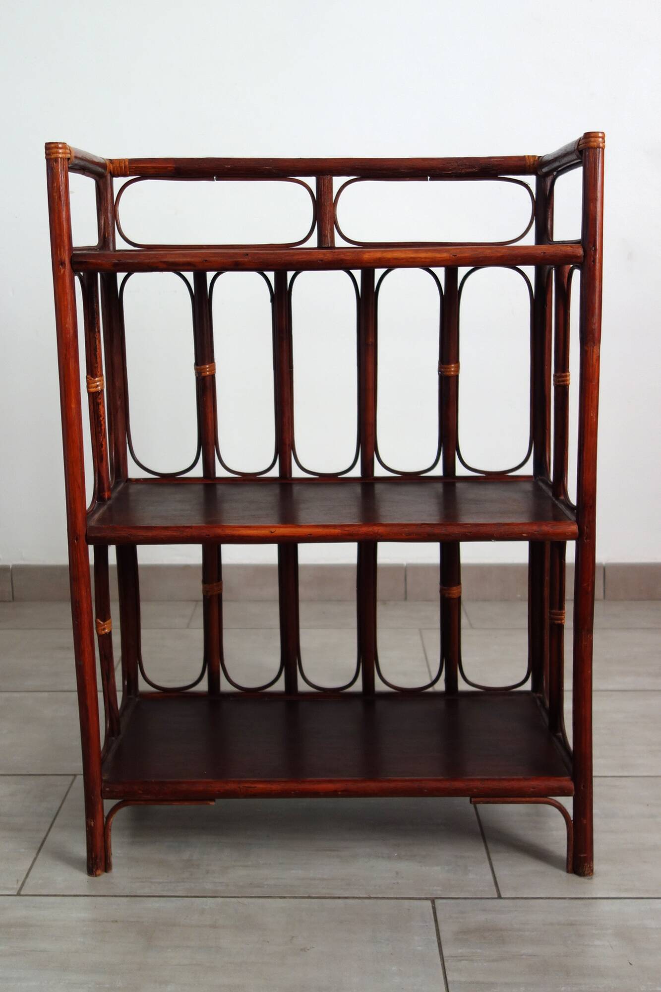 Vintage bamboo and rattan shelf