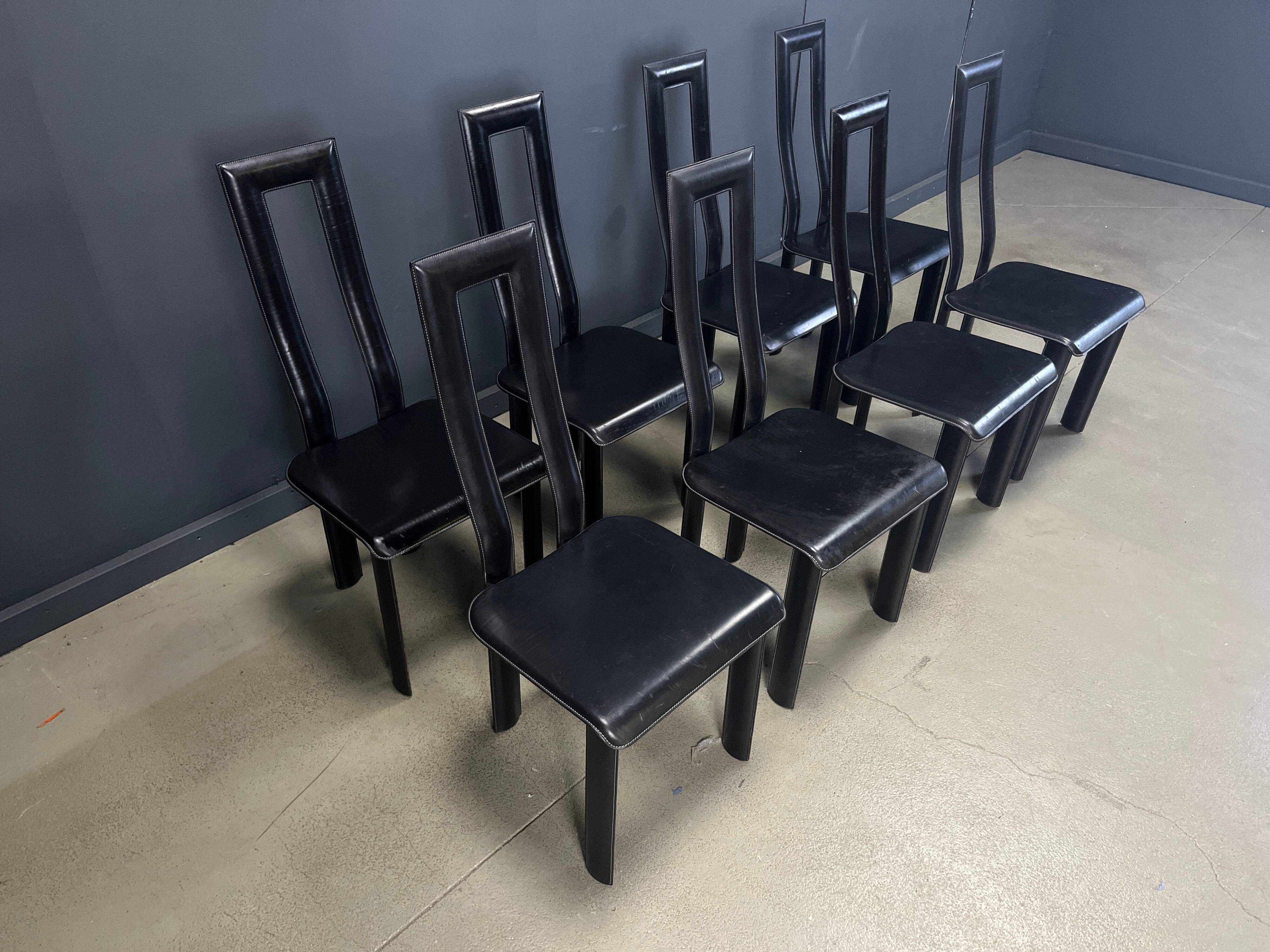Italian Model Regia Dining Chairs by Antonello Mosca for Ycami, 1980s, Set of 8