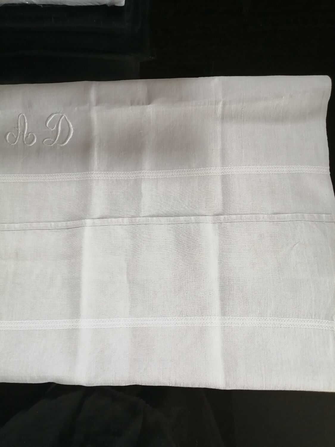 2 linen monogrammed napkins