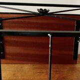 Vintage magazine rack and harness in wood and wrought iron