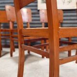 Set of 6 straw wood chairs 1950