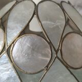 Vintage mother-of-pearl and brass pendant lamp