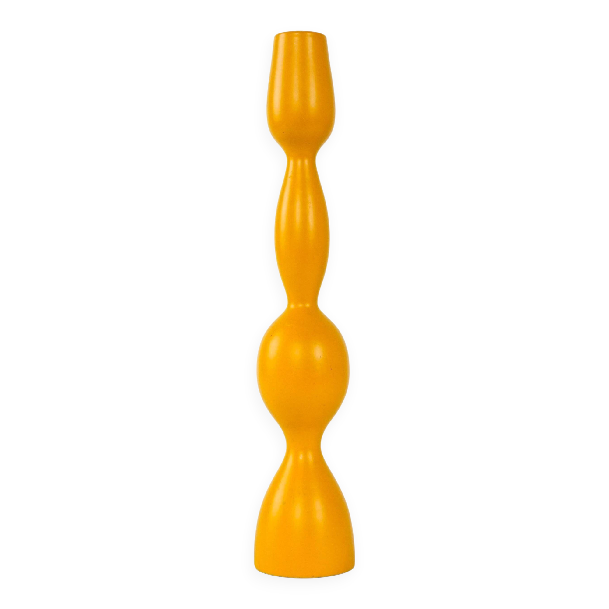 Mustard-colored candlestick, Danish design, 1970s, made in Denmark