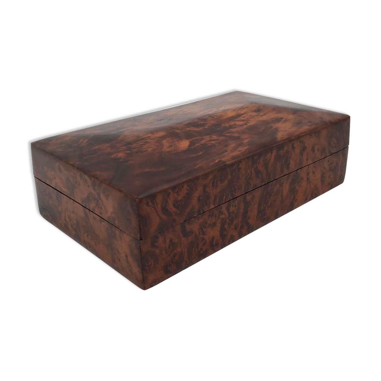 Ancient box, walnut magnifying glass box, early 20th century