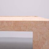 Robert Marcius Pink Tessellated Marble and Brass inlay Coffee table 1970s