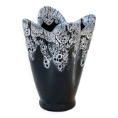 vase Fat Lava en céramique de Vallauris vintage bleu blanc 1950s