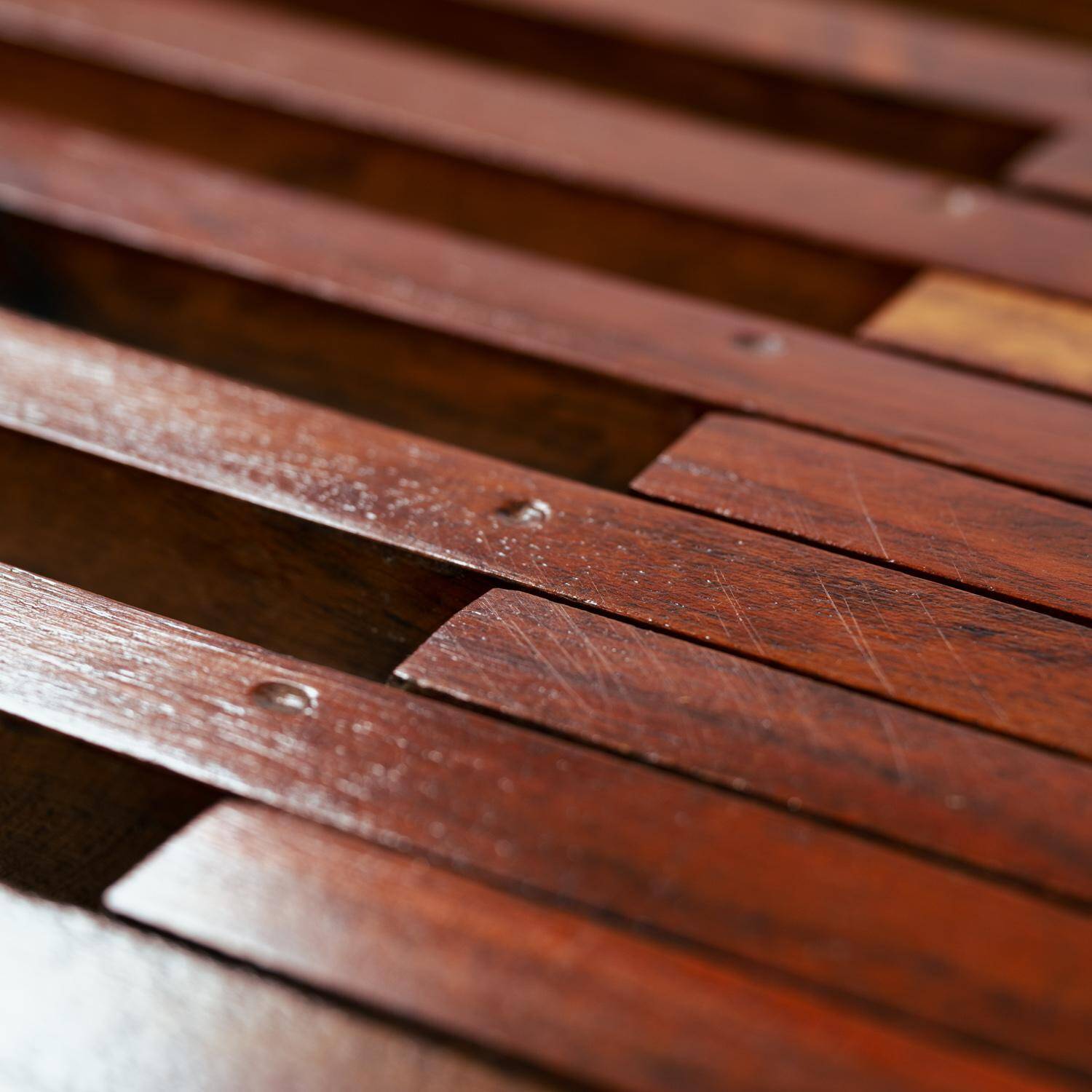 Extendable vintage teak slat bench