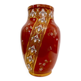 Red Art Deco vase, Keller & Guérin Lunéville earthenware