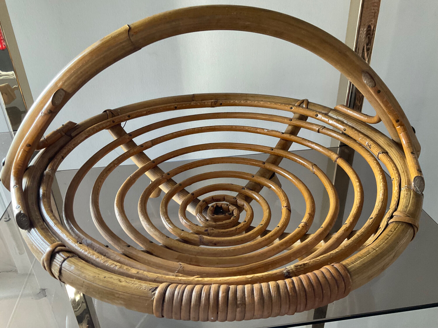 Vintage rattan basket 60s-70s