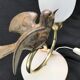 1940-50 perched bird lamp, alabaster, brass and regula