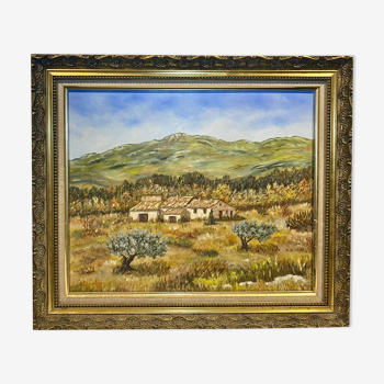 Old painting, Provencal landscape, signed, 60s/70s