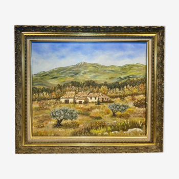 Tableau ancien , paysage provençal, signé, années 60/70
