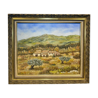 Tableau ancien , paysage provençal, signé, années 60/70