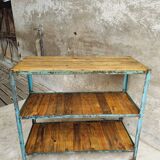 Industrial shelving unit sidetable kitchen rack pastel blue