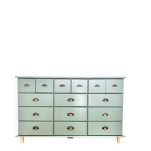 Low buffet with patinated gold handles.